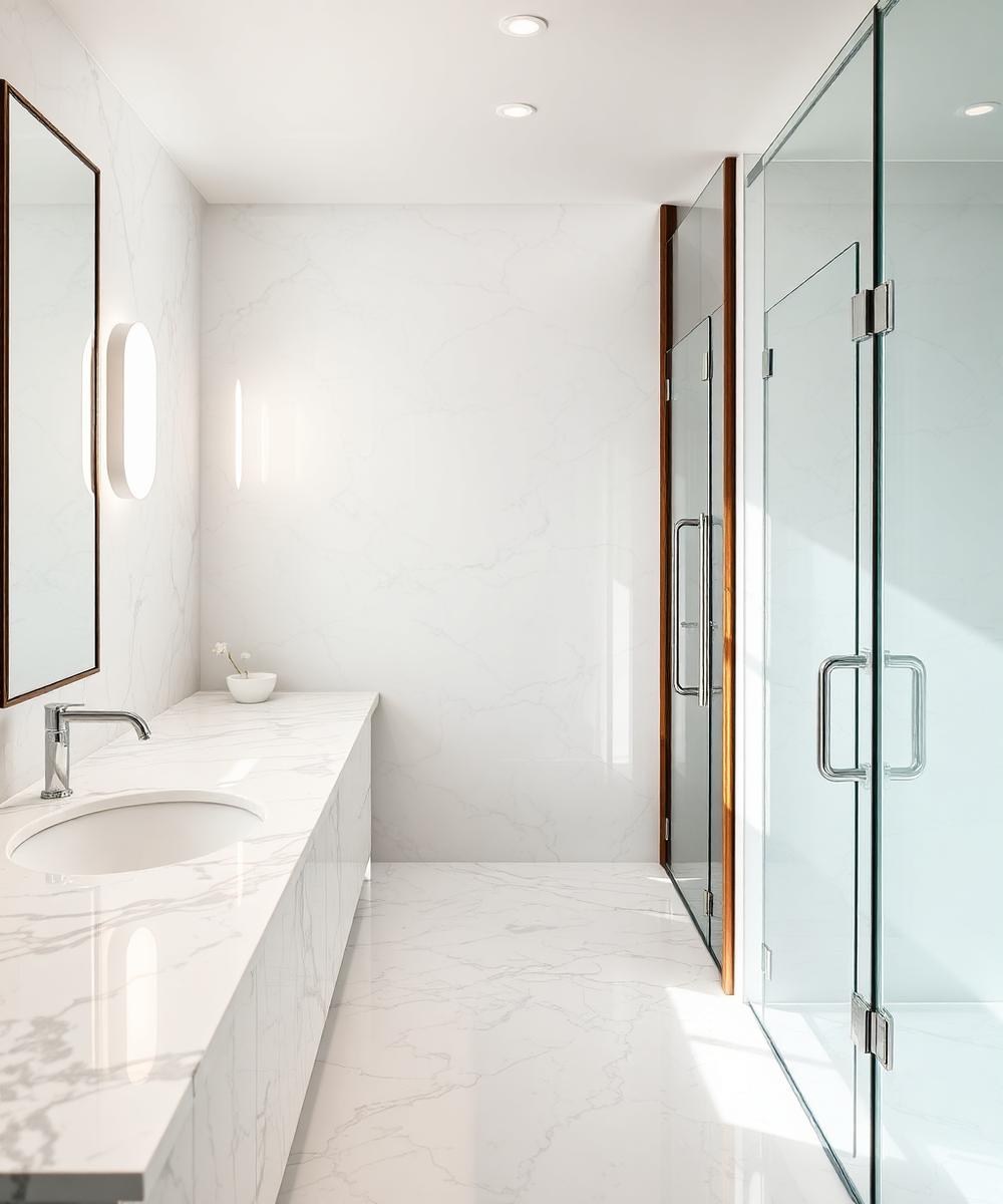 Pristine marble bathroom cleaned to a premium finish
