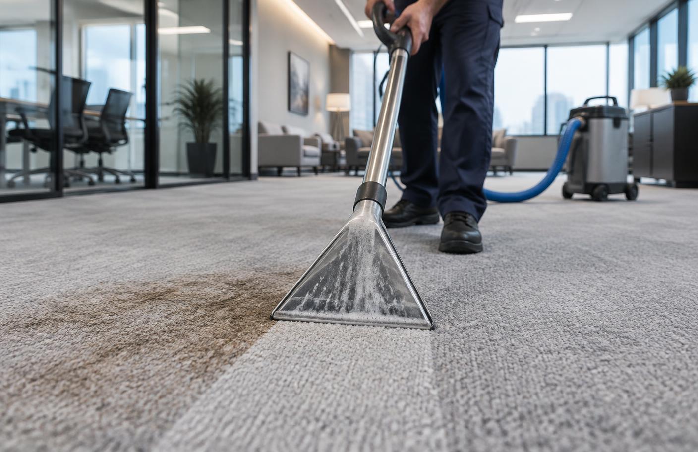 Extraction cleaning lifting a stain from a carpet